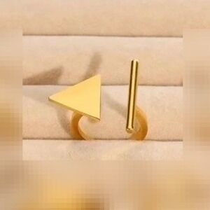 Geometric Triangle Bar Ring Gold Stainless Steel Band Minimalist Women‎ Size 7